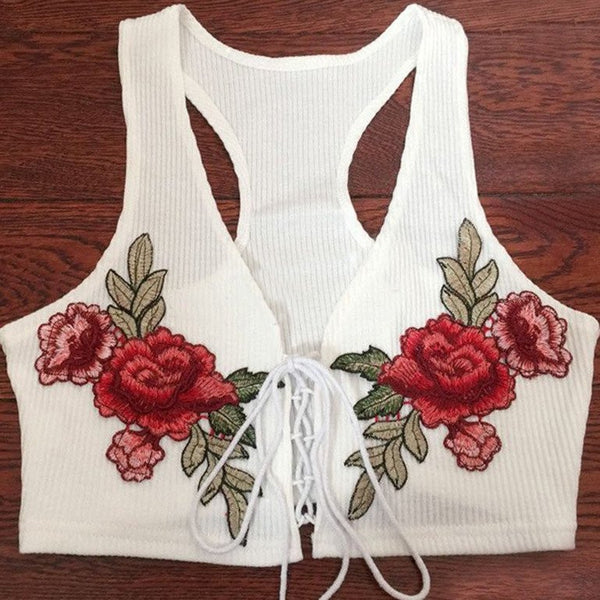 Sexy V-Neck Embroidered Vest