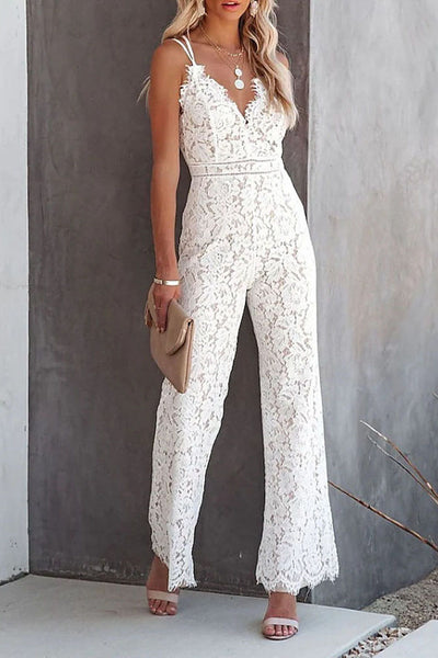 Womens High Waist Sexy Sling Lace Backless Jumpsuit
