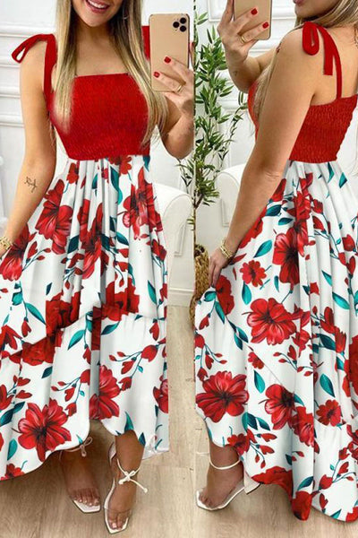 Womens Backless Sexy Sling Floral Print Dress