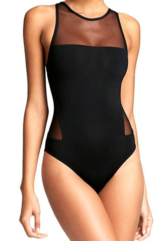Backless Sexy Womens Mesh One Piece Swimsuit