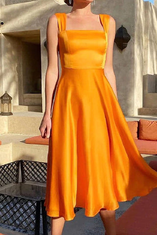 Solid Color Elasticity Sleeveless Temperament Mini Dress