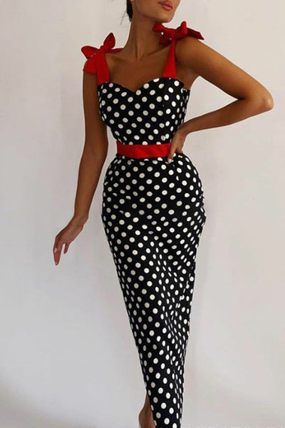 Sleeveless Womens Sexy Print Dots Dress