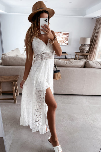 Sling Sexy V-Neck Lace Hollow Jumpsuit