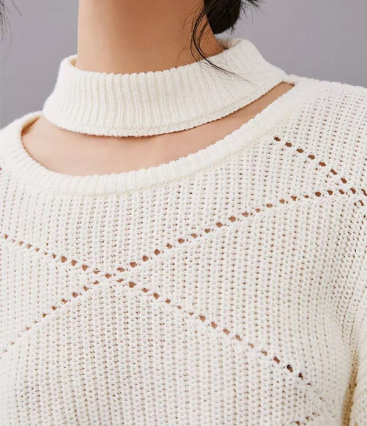 Womens Round Neck Knit Long Sleeve Sexy Crop Top