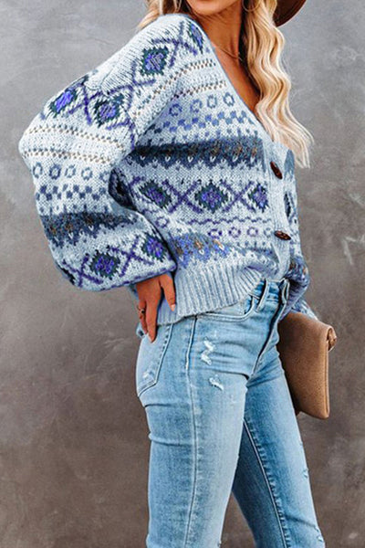 Casual Loose V-Neck Cardigan Knitted Sweater Jacket