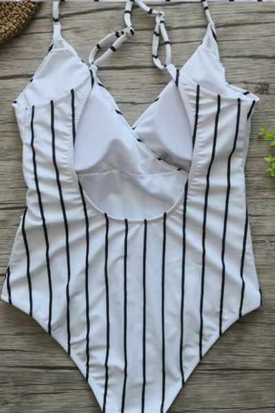 Sling Backless Sexy Striped One Piece Swimsuit