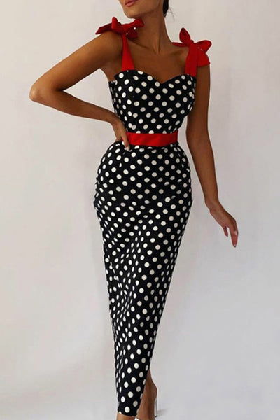 Sleeveless Womens Sexy Print Dots Dress