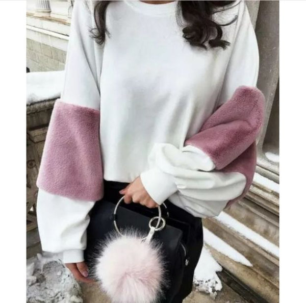 Fashion Casual Loose Splicing Round Neck Contracted Sweater